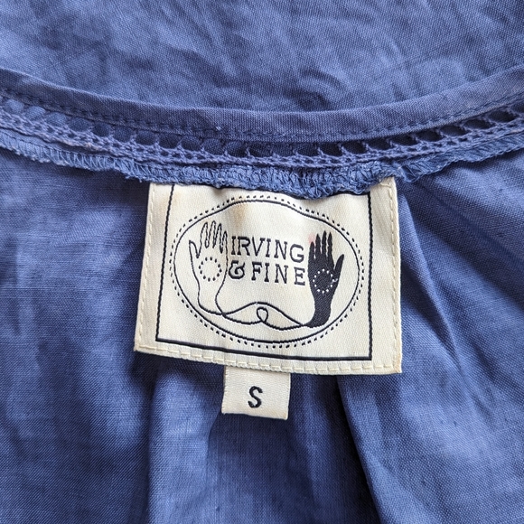 Irving & Fine Blue Crochet Long Sleeve Boho Tunic Top - Picture 2 of 9